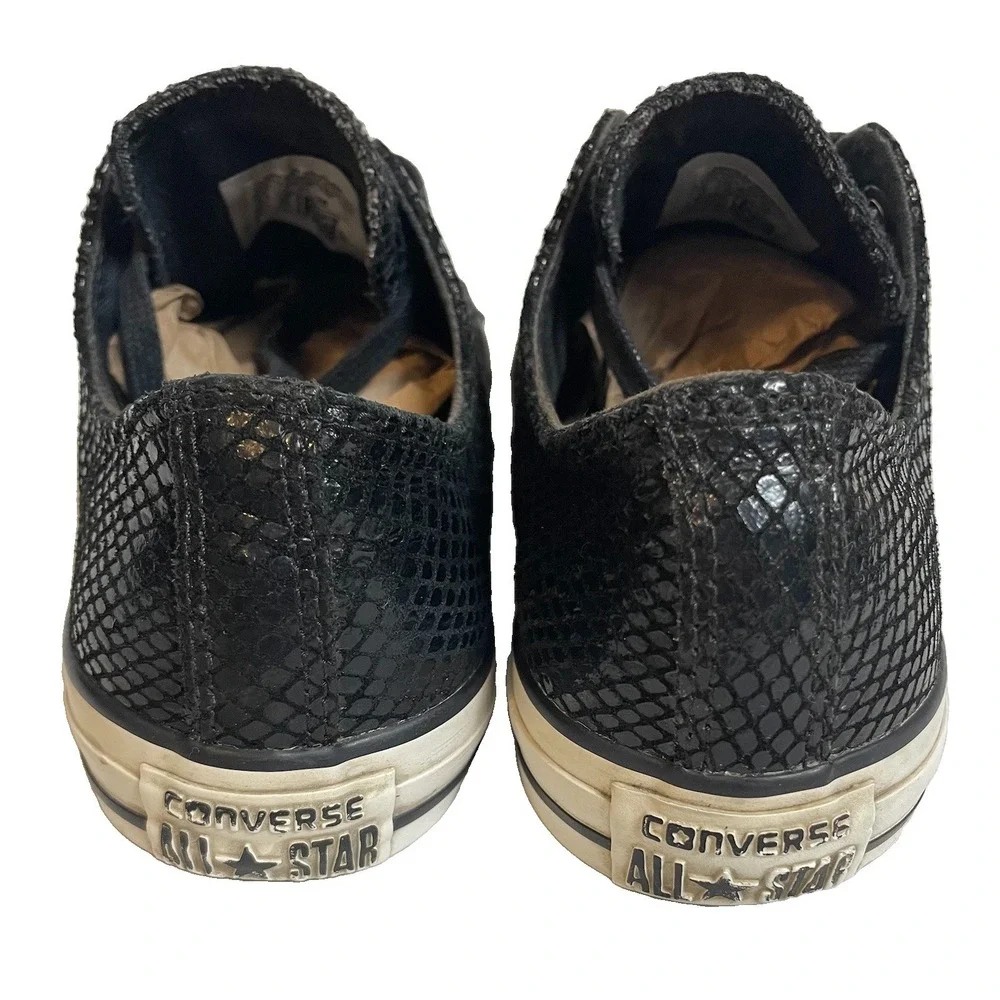 Converse All Star Chuck Taylor Sneakers Womens 9.5 Black Leather Low Top Classic